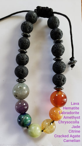Aromatherapy Gemstone Acupressure Bracelet Chakra Stones w/Lava